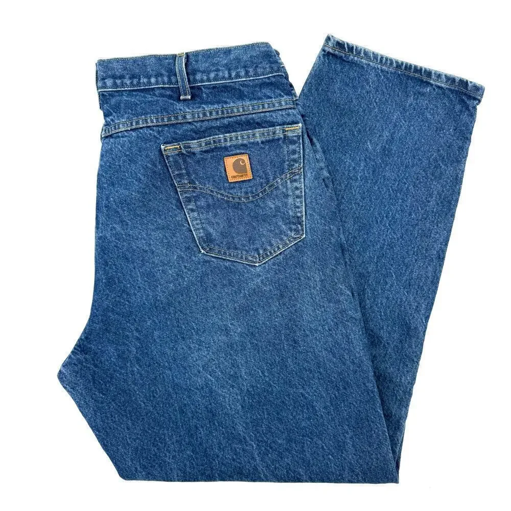 Vintage Carhartt Straight Fit Tapered Leg Jeans Men's Size 41x32 USA Union Made - Picture 1 of 10